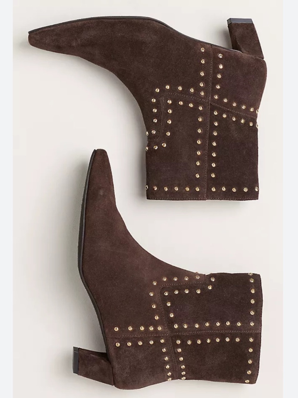 Seychelles Big Bang Chocolate Brown Suede Studded Ankle Boots New!